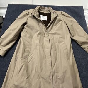 Vintage London Fog Coat Womens Medium Tan Trench Rain Jacket Made USA 70s